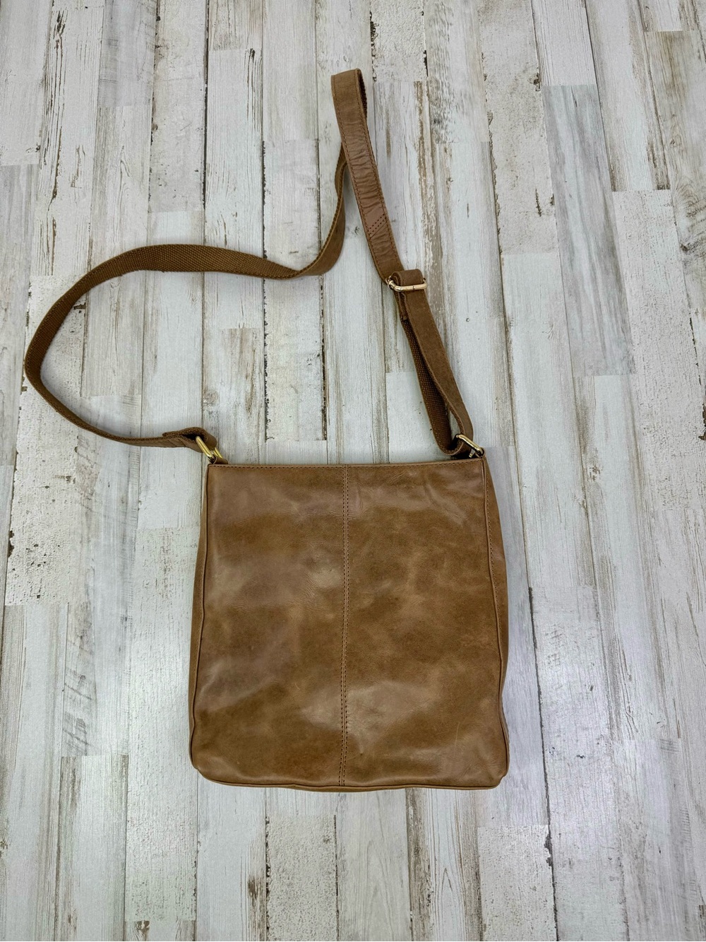 Estalon Brown Genuine Leather Crossbody Messenger Bag Zip Top Adjustable Strap - Picture 4 of 10